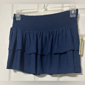 No Boundaries Women’s Navy Blue Mini Skirt Linen Smocked Waist Ruffle NWT L